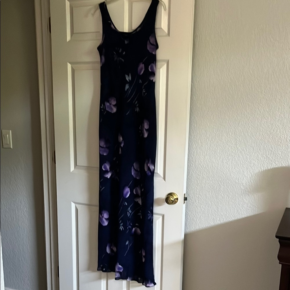 Laundry By Shelli Segal Navy and Purple Maxi Dress